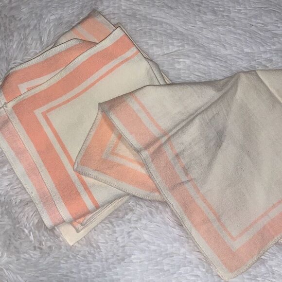 Vintage Salmon Linen Napkins Set of Six 13”X13.5” - Picture 8 of 8
